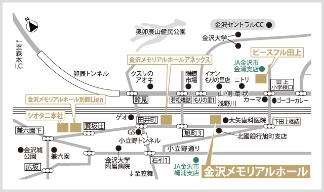 葬祭会館 金沢メモリアルホールの地図